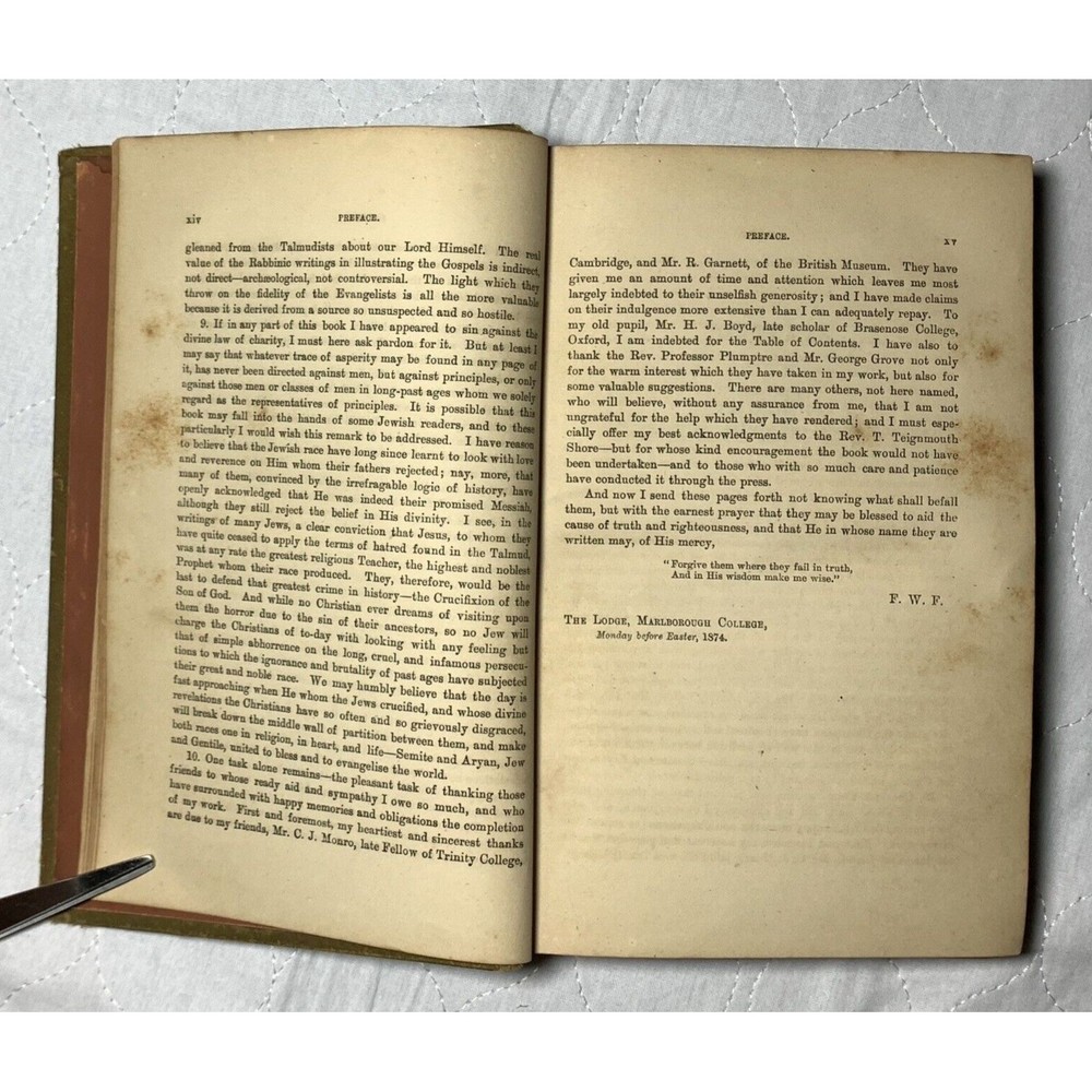 Antique 1874 The Life of Christ Hardcover Book Frederic Farrar Hurst & Company - Picture 12 of 16